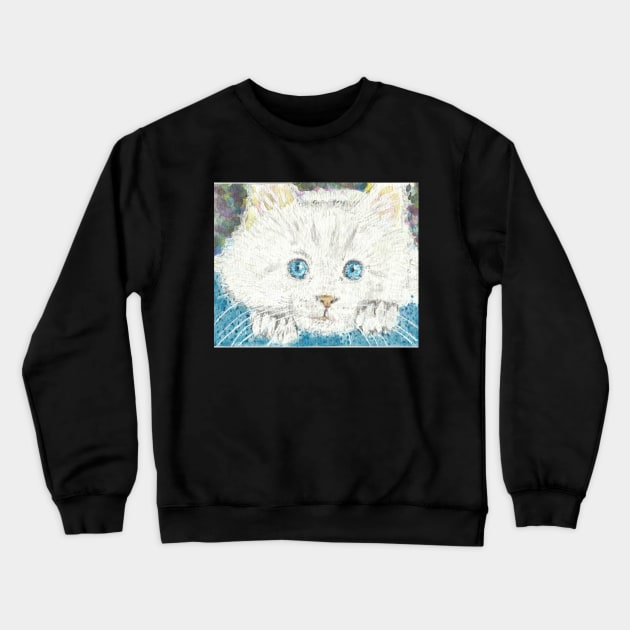 White cat  face  art Crewneck Sweatshirt by SamsArtworks